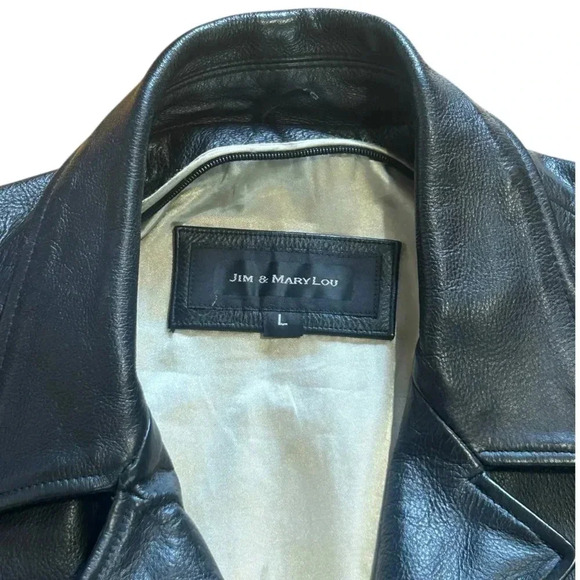 Jim & Marylou Black Leather Jacket Men Size  L - Picture 4 of 11